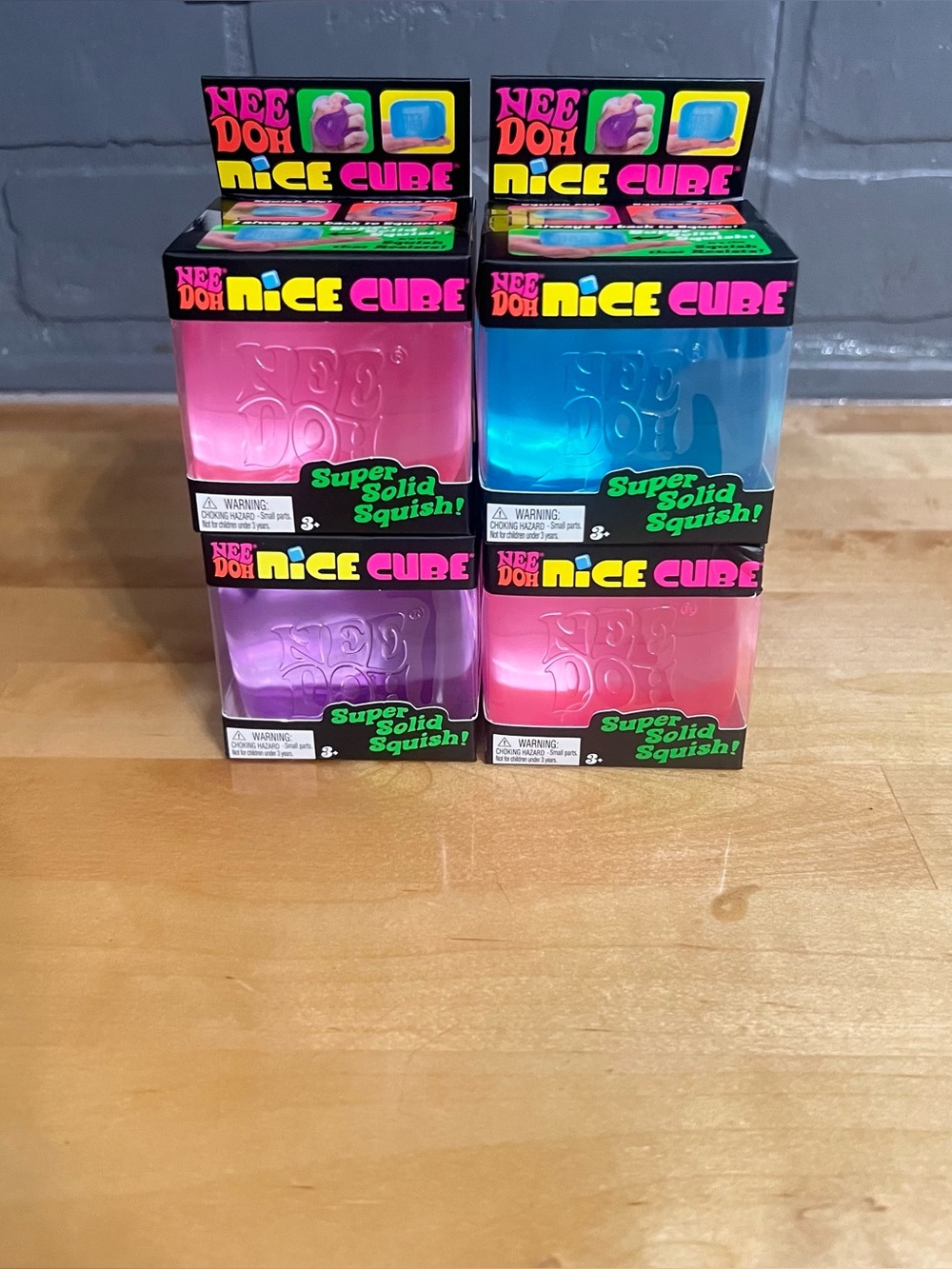 NWT 4 Lot NeeDoh Mini Nice Cubes Pink/Blue/Purple Ice Cube Sensory Fun Toy